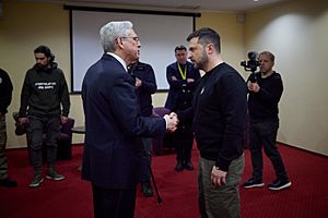 Attorney General Merrick B. Garland met with President of Ukraine Volodymyr Zelenskyy, United for Justice Conference, Lviv, March 3, 2023