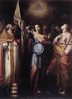 Bartolomeo Cavarozzi - St Ursula and Her Companions with Pope Ciriacus and St Catherine of Alexandria - WGA04608