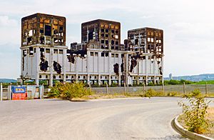 Beckton Gas Works- remains of retort-houses, 1996 (geograph 4675247)