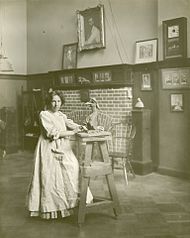 Bessie Potter Vonnoh in her studio by Jessie Tarbox Beals, c. 1905