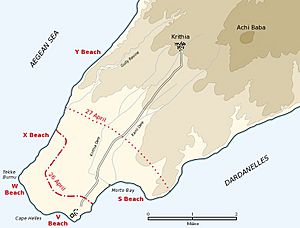 Cape Helles landing map