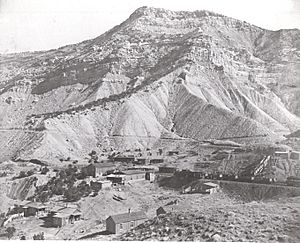 Carpenter, Colorado, ca. 1895. Grand Valley Mine tipple for loading coal into gondolas of the Little Book Cliff Railway