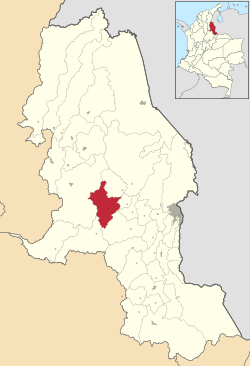 Location of the municipality and town of Villa Caro in the Norte de Santander Department of Colombia.