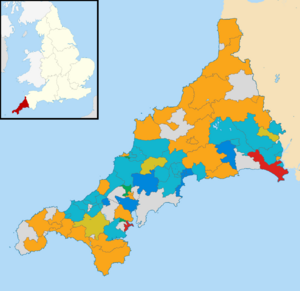 Cornwall UK local election 2025 map