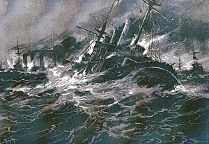 Die Seeschlacht bei Coronel. Gemälde von Hans Bohrdt.jpg