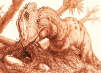 Dilophosaurus with nest.png