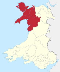 Gwynedd shown as a county (in districts) between 1974-96