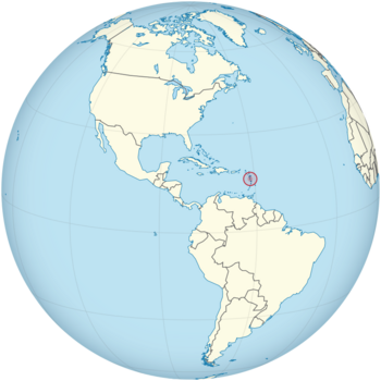 Location of  Dominica  (circled in red)in the Western Hemisphere