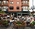 Friday night crowd at the outdoor cafes in Providence, Rhode Island's, Little Italy section, part of the city's Federal Hill neighborhood