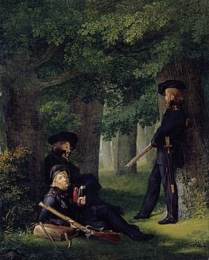 Georg Friedrich Kersting - Theodor Körner, Friedrich Friesen und Heinrich Hartmann auf Vorposten (1815)