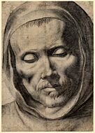 Head of a monk, 1625-64, Francisco de Zurbarán. Drawing, 277 x 196 mm. British Museum