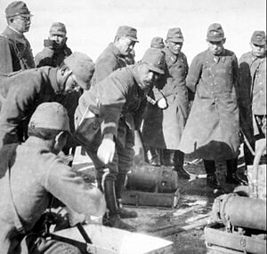 Ishii in 1939 inspecting water filters at the Battle of Khalkhin Gol