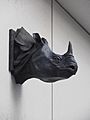 Jim Haynes rhino's head, Edinburgh.JPG