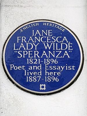 Lady Jane Francesca Wilde 'Speranza' 1821-1896 Poet and Essayist lived here 1887-1896