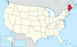 Map of the United States highlighting Maine
