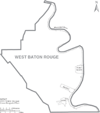 Map of West Baton Rouge Parish Louisiana With Municipal Labels