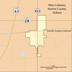 Map of West Lebanon, Indiana