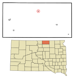 Location in McPherson County and the state of South Dakota