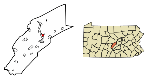 Location of Burnham in Mifflin County, Pennsylvania.