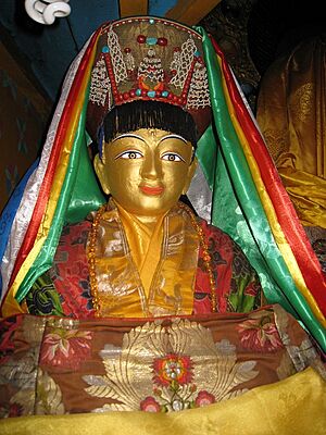 Milarepa-statue-made-by-root-student-rechungpa