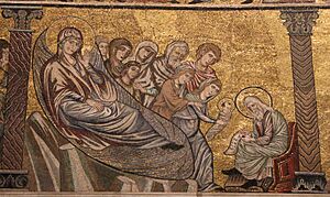 Mosaici del battistero di firenze, storie del battista, 1250-1330 ca., 02 nascita e imposizione del nome, attr. a cimabue
