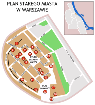 Old Town in Warsaw map