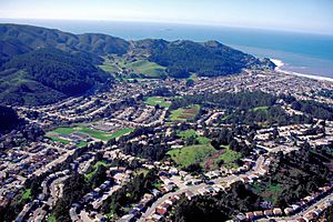 Aerial view of Linda Mar District in Pacifica
