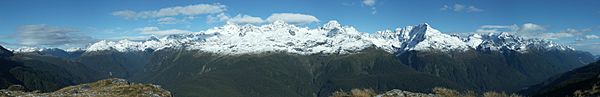Panoramic mountain view from the Routeburn Track
