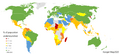Percentage population undernourished world map
