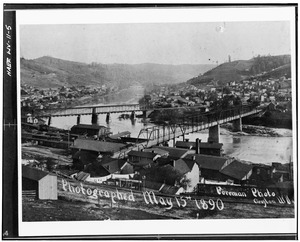 Photocopy of photograph, 1972. GRAFTON BRIDGE, 1890. (From the original collection of Mr. Ray Boliger, Grafton, WV) - Northwestern Virginia Railroad, Grafton Bridge, Spanning HAER WVA,46-GRAFT,2-5