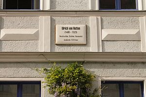 Plaque to Ulrich von Hutten, Schlossstrasse, Wittenberg