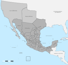 Political divisions of Mexico 1836 (location map scheme)