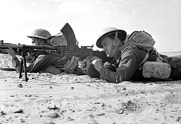 Rhodesians of 60th KRRC in North Africa fire Bren gun, 1942