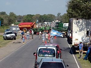 Road blockade by agricultural producers in Argentina