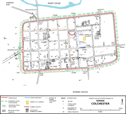 Roman Colchester Street Plan