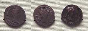 Silver denarius of Tiberius 14CE 37CE found in India Indian copy of a the same 1st century CE Coin of Kushan king Kujula Kadphises copying a coin of Augustus