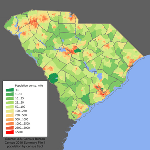 South Carolina population map