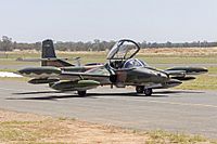 Temora Aviation Museum (VH-DLO) Cessna A-37B Dragonfly taxiing during the 2015 Warbirds Downunder Airshow at Temora (1).jpg