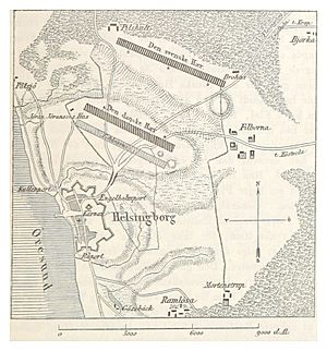 VAUPELL(1870) p1.449 Plan der Schlacht von Helsingborg, März 1710