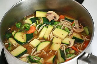 Vegetable udon noodle soup