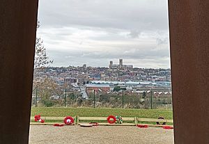 View of Lincoln cathedral from IBCC spire (geograph-6053551-by-Chris-Morgan) - cropped