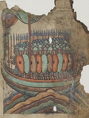 Viking attack on Guérande, from a Saint-Aubin MS
