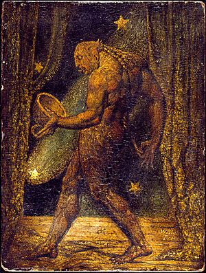 William Blake The Ghost of Flea 1819-20 Tempera & gold on mahogany