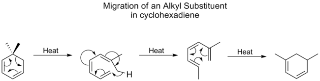 alkyl shift on cyclohexadiene