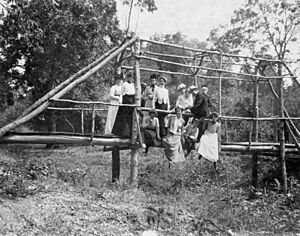 1900 Group at Chouteau Springs on Wooden Log Bridge State Historical Socity of Missouri