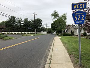2018-05-18 13 29 01 View west along Middlesex County Route 522 (Rhode Hall Road) just west of Middlesex County Route 698 (Dayton Road) in Jamesburg, Middlesex County, New Jersey