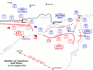 Battles of Charleroi and Mons map