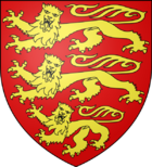 Coat of arms with three gold lions on a red background