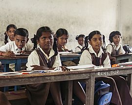Children in an elementary school in Mayiladuthurai
