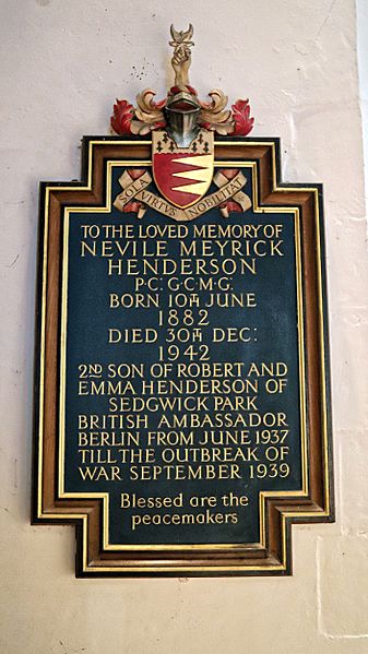 Church of St Andrew, Nuthurst; Nevile Meyick Henderson (1882–1942) diplomat memorial